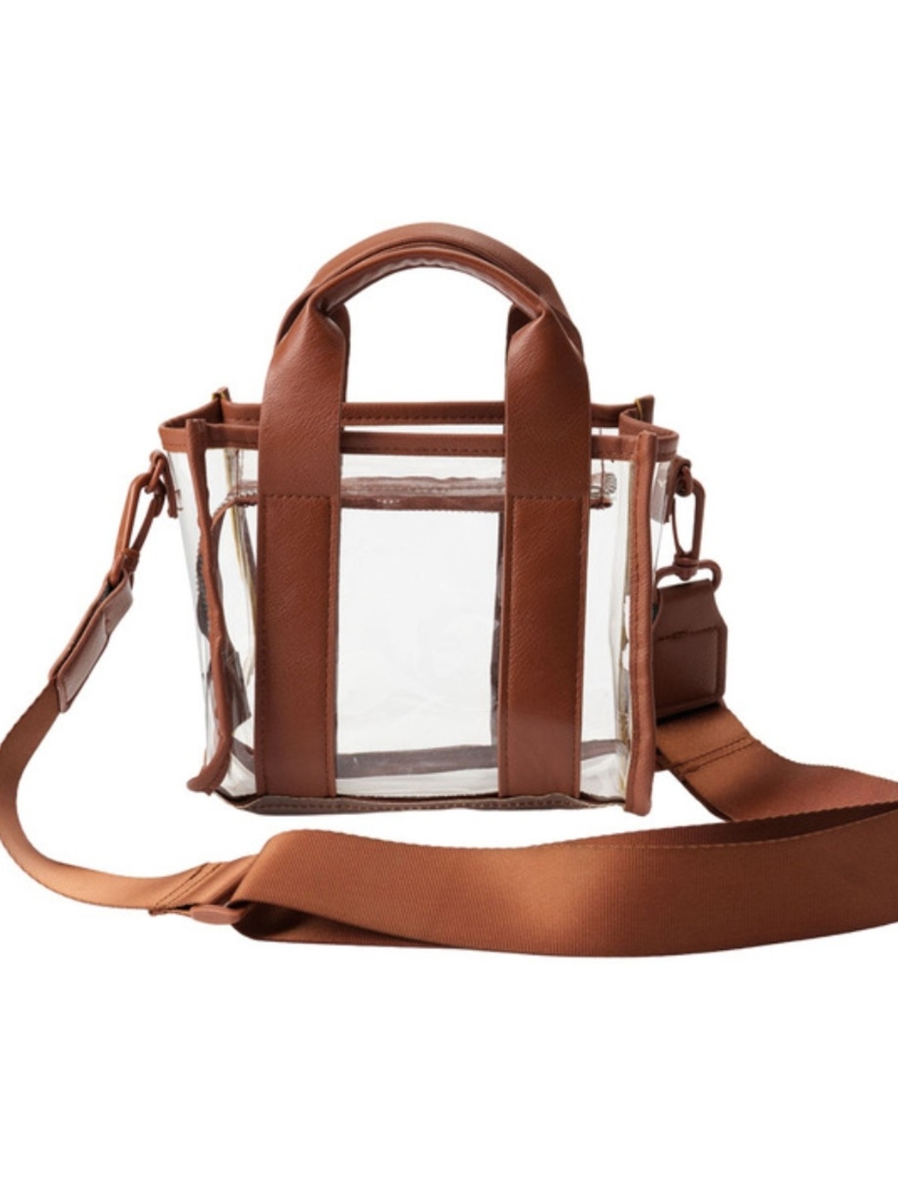 Clear Brown Crossbody Tote Bag